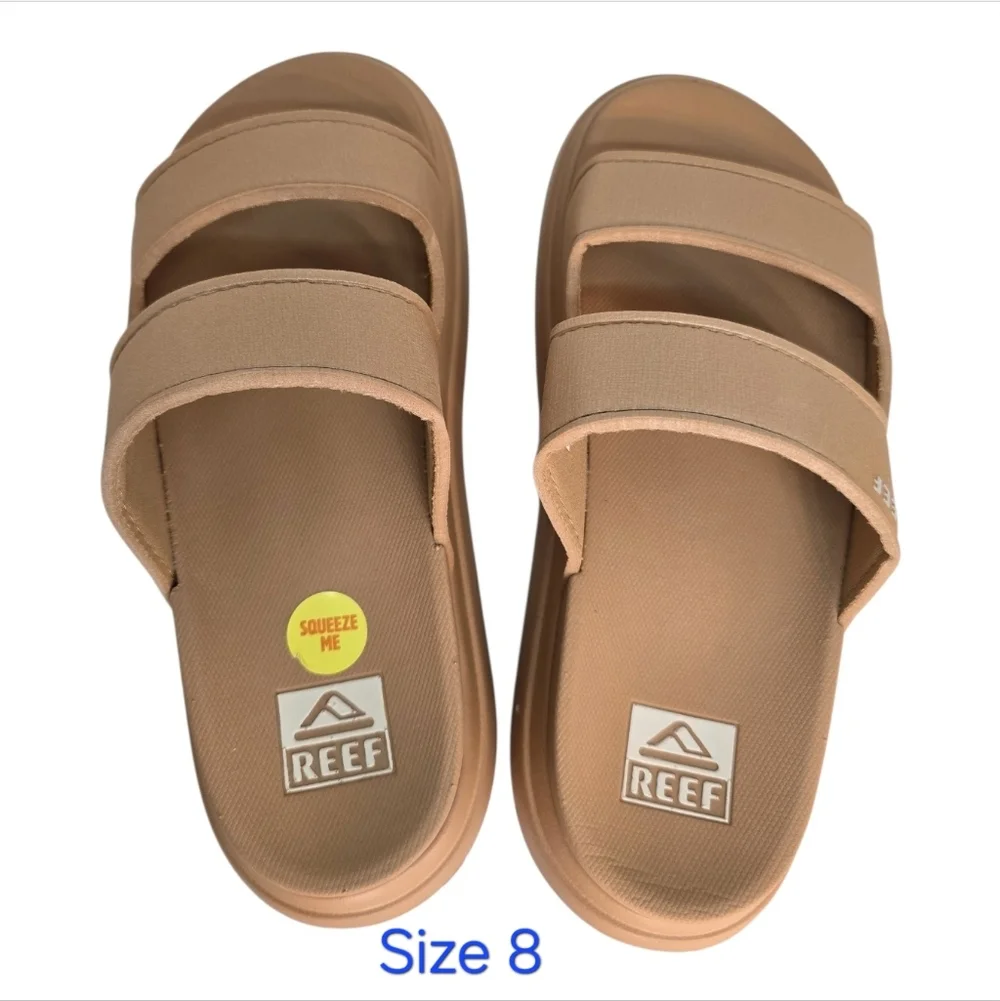 Reef Women's Tan Double-Strap Slide Sandals